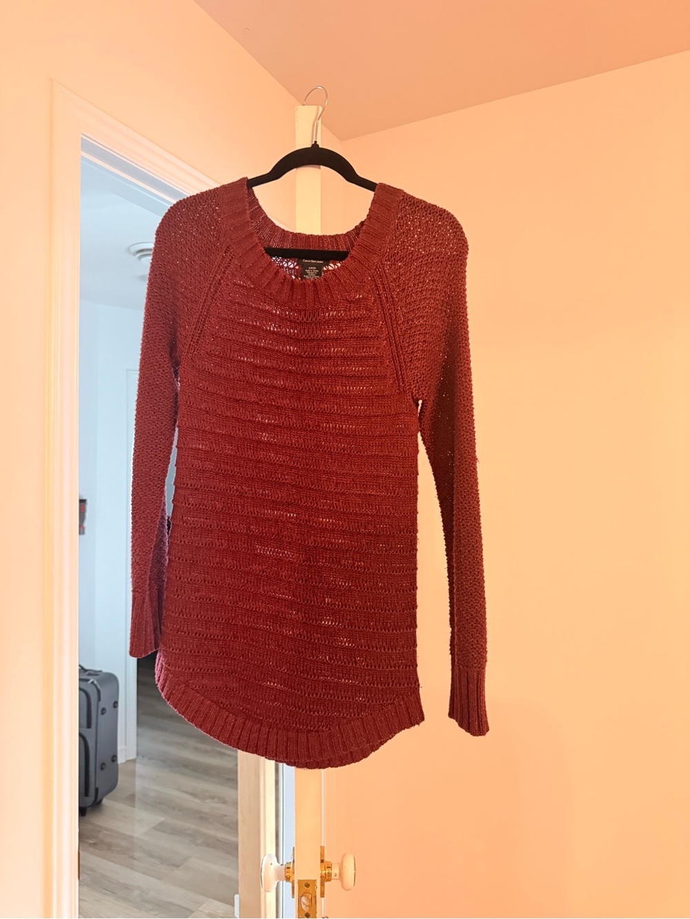 Women's Burgundy Knit Pullover Sweater Calvin Klein